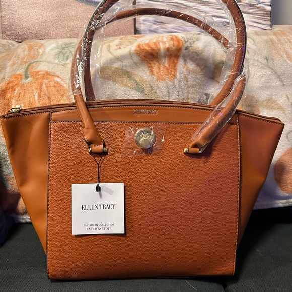 Ellen Tracy Tan Leather Tote - Picture 7 of 7